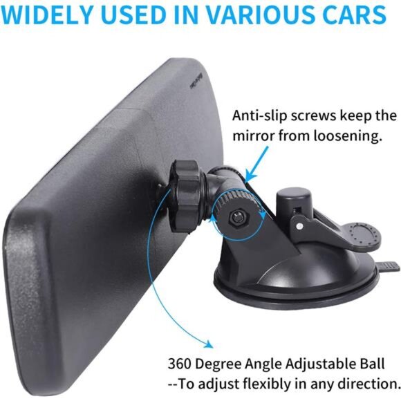 Rear View Mirror Universal Rearview Mirror Interior Anti-glare RearView Mirror - Picture 3 of 7